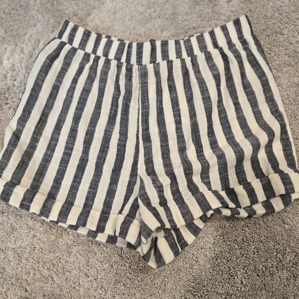 Z Supply High Waist Striped Shorts - Black and White